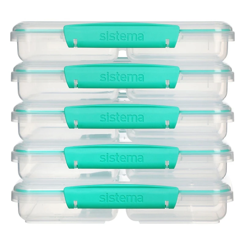 Récipients pour la conservation d'aliments Sistema To Go avec plusieurs compartiments pour conserver plats et aliments, avec séparations et fermetures par clips, 820 ml, sans BPA