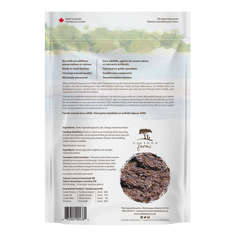 Caledon Farms All Natural Homestyle Beef Jerky Dog Treats 220g CALEDON FARMS JERKY DE BOEUF
