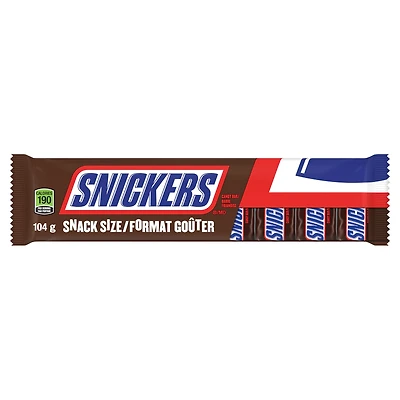SNICKERS, barres choc. au lait et arachides, 8 formats goûter, 104g
