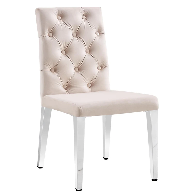 Canadian Roma Beige Dining Chair Silver Legs