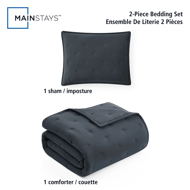 Mainstays 3-Piece Comforter Set, Greystone, Double Queen, Double Queen