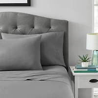 Mainstays 4-Piece 300 Thread Count Grey- CVC Cotton Blend Bed Sheet Set, Double (Adult), Double Sheet Set