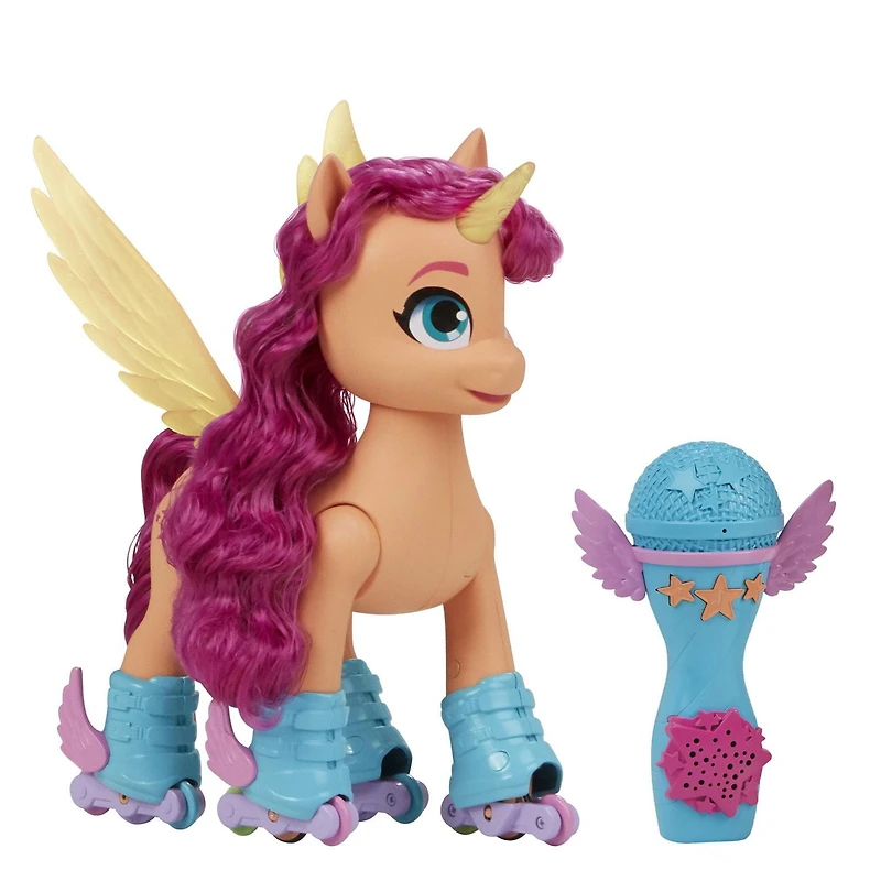 My Little Pony: A New Generation Sunny Starscout en rollers, jouet interactif de 22,5 cm avec télécommande, 50 réactions, lumières