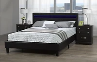 Dhara Queen Platform Bed with LED Lighting, Black
