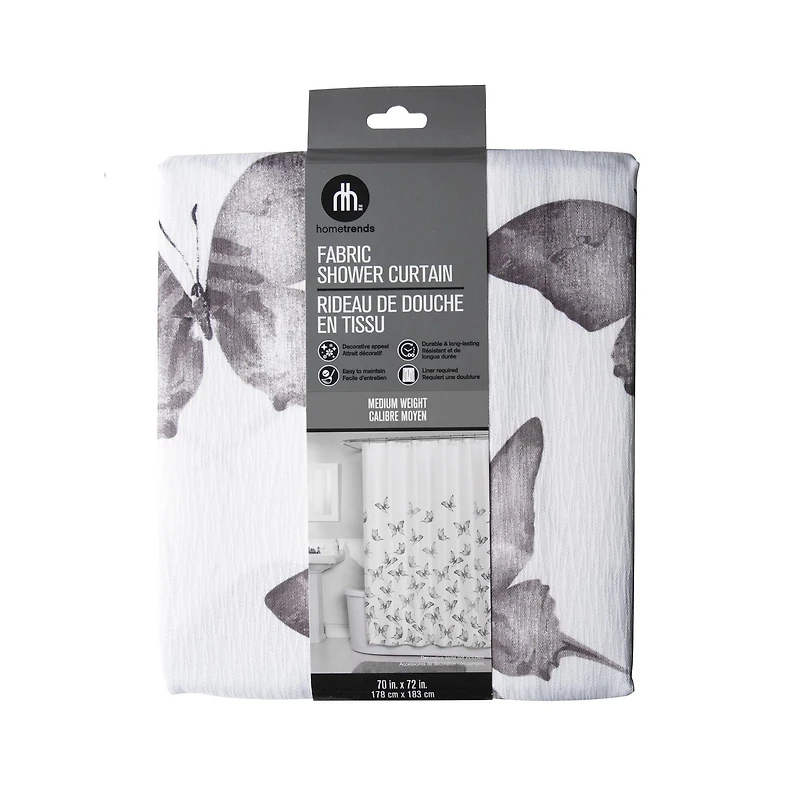 Rideau de douche décoratif en microfibre Hometrends, motif marbre ou papillon 178 cm x 183 cm