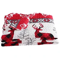 Marina Decoration Rich Printed Embossed Pinsonic Coverlet Bedspread Ultra Soft Bedding Summer Christmas Quilt Set with Shams, Xmas Snowflake and Deer Pattern