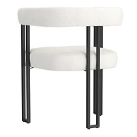Contemporary Boucle Fabric Dining Chair, Set of 2 - Ivory & Black