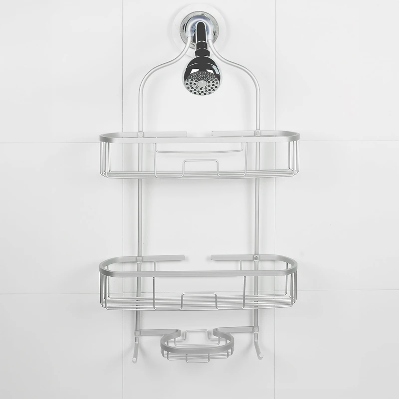 Era Grand valet de douche en aluminium argent, Trois niveaux, 15x26po 15 x 26 po