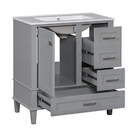 Homy Casa 30 in Modern Charcoal Grey Kitchen Sideboard with Ceramic Sink