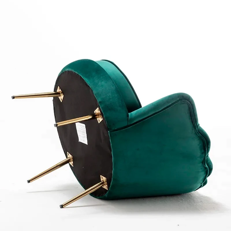 Heavenly Collection Fauteuil d’appoint glam en velours vert avec pieds en métal doré, chaise moderne et luxueuse pour salon ou chambre