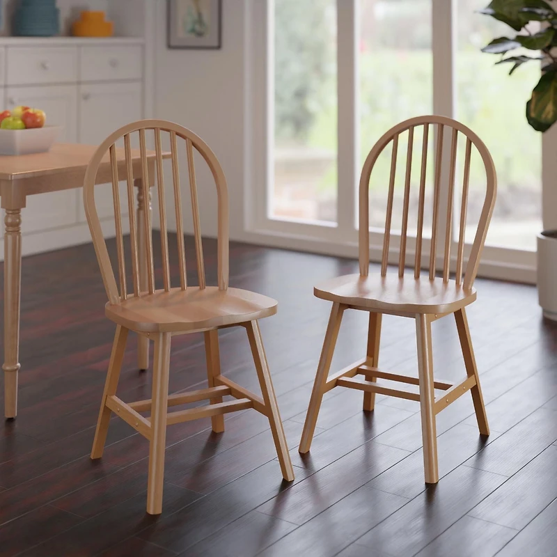 Windsor 2pc Chair Set Natural Finish