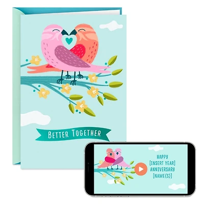 Carte d'anniversaire avec vidéo à personnaliser « Better Together » – Hallmark (Enregistrez votre propre message vidéo)