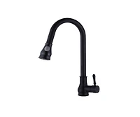 DROP Bath and Kitchen DR091024 Robinet d'évier de cuisine monotrou en laiton avec forme ronde en couleur noire