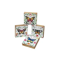 IH Casa Decor Carré En Bois Blocks Papillon Asstd - Ensemble De 4