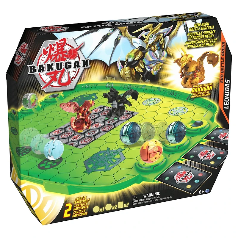 Bakugan Evo Battle Arena, Avec Bakugan Leonidas exclusif, Plateau de jeu néon pour Bakugan à collectionner, à partir de 6 ans