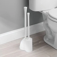 Mainstays Una Valet WC, balayette à Toilettes et Ventouse WC en Plastique pour Le ménage, lot WC hygiénique Discret pour la Salle de Bain, Blanc Brosse et piston à bol mince