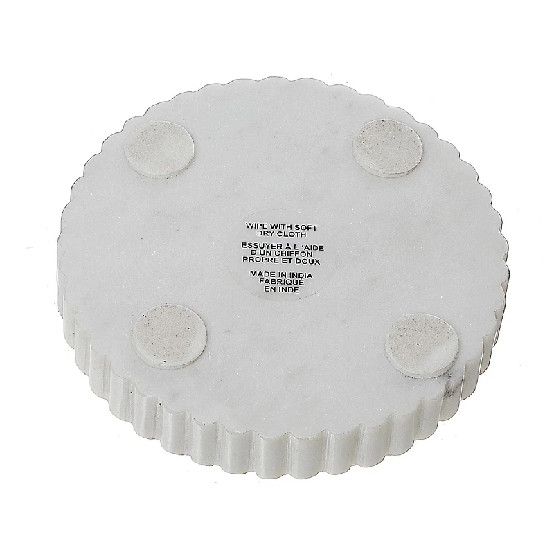 Bougeoir En Verre Avec Base En Marbre Blanc