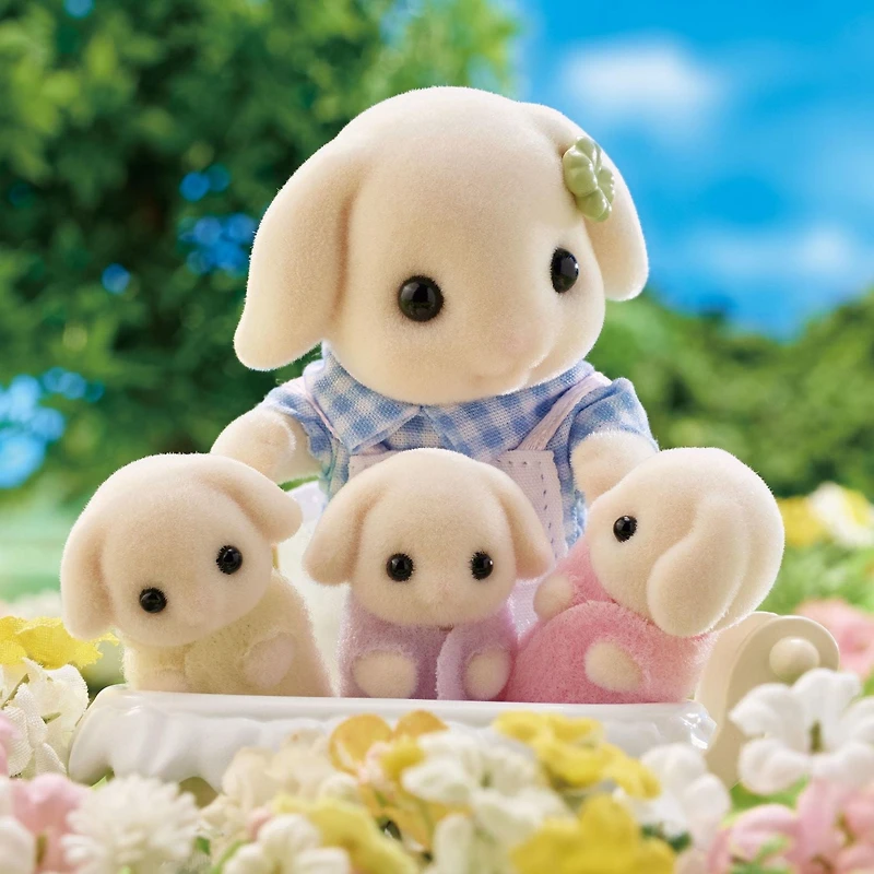 Calico Critters Flora Rabbit Family, ensemble de 4 figurines de poupées à collectionner 4 figurines de poupées