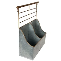 Truu Design, Farmhouse Modern, Galvanized Metal Storage with Two Compartments