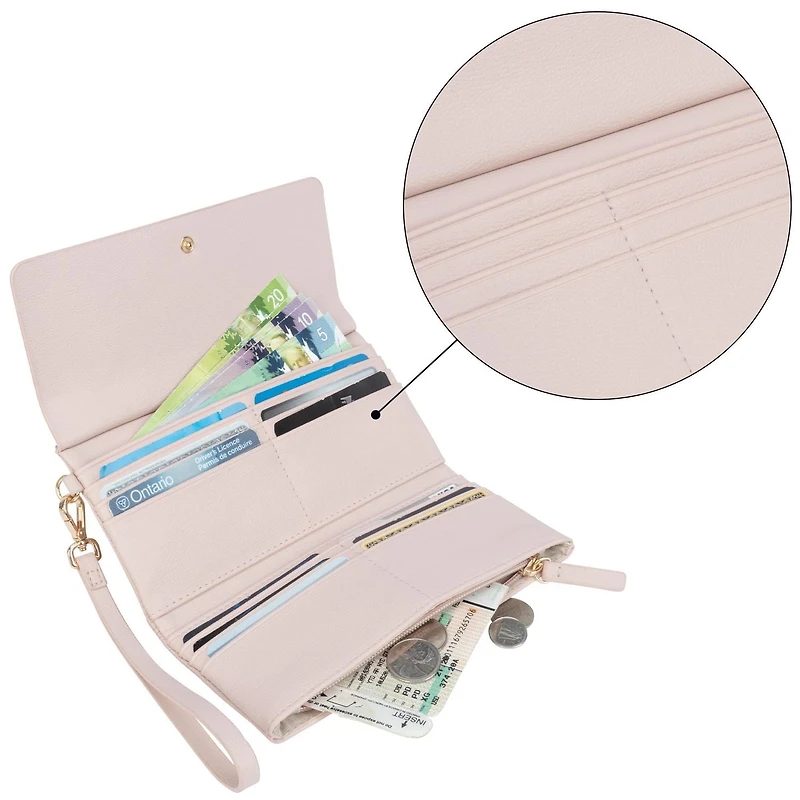 Porte-monnaie à poignet avec rabat pour femmes Time and Tru Pochette portefeuille.