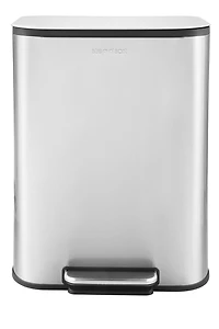 Poubelle de cuisine 50 L en acier inoxydable – Pédale au pied, couvercle à fermeture douce, finition anti-empreintes, bac intérieur amovible – Grande capacité pour maison et bureau