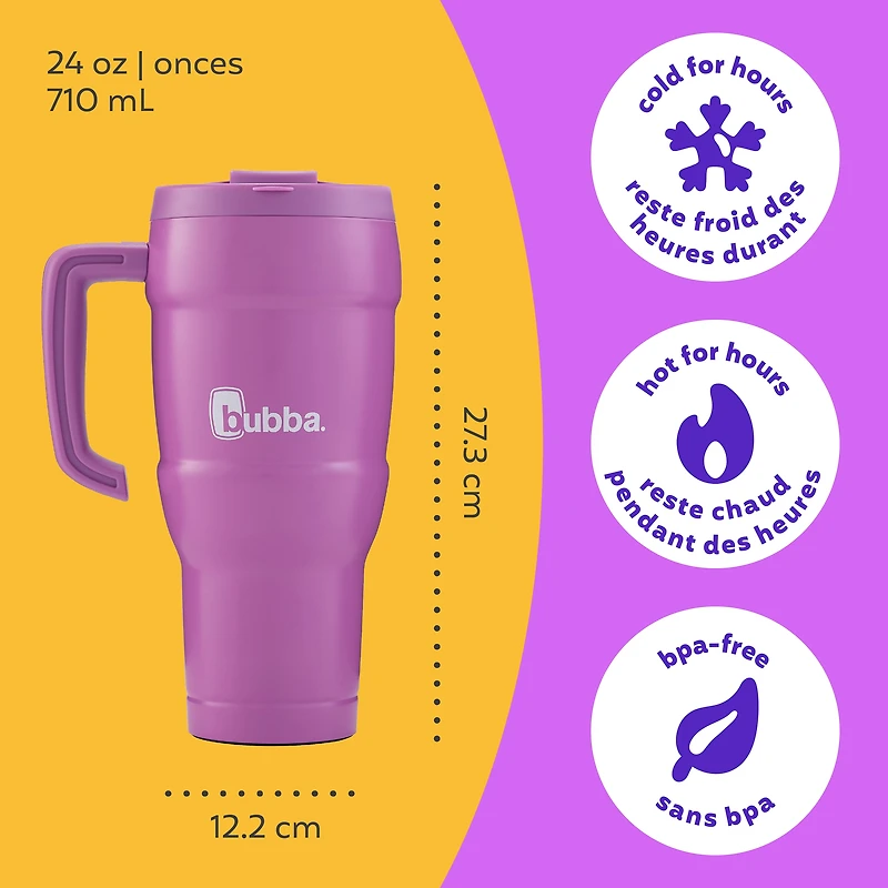 bubba Hero XL Tumbler, Water Bottle with Leak-Proof Lid and Straw, Indigo, 24 oz (709 ml)