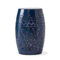 Homy Casa Lace-Cut Barrel-Shaped Metal Nightstand for Bedroom or Living Room Decor