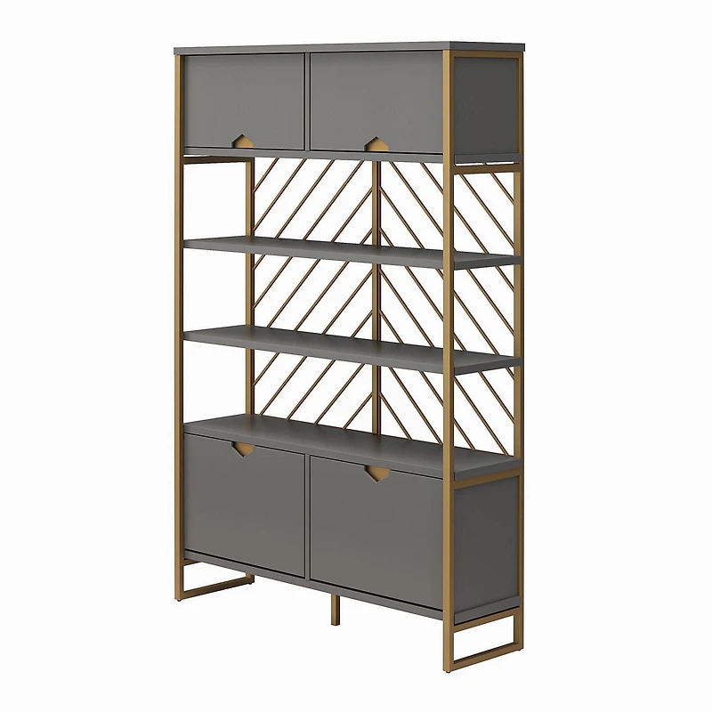 CosmoLiving by Cosmopolitan Brielle Shoe Storage Bookcase & Room Divider, Graphite Gray