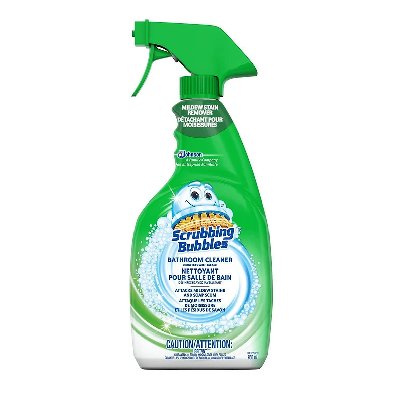 Scrubbing Bubbles Nettoyant pour salle de bain avec javellisant, Attaque les taches de moisissure dans les baignoires, sur les murs de douche et bien plus, 946 mL 946 mL