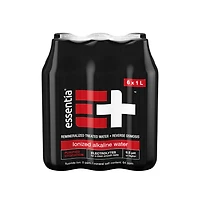 Essentia Eau Alcaline Ionisée 9.5 pH, Hydratation Purifiée, Enrichie en Électrolytes pour un Goût Net et Doux, Purifiée par Osmose Inverse 6x1L