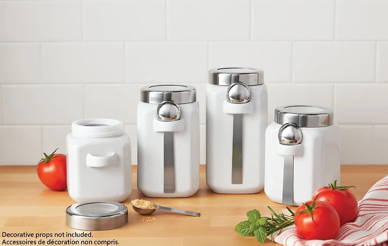 Mainstays Ensemble de boîtes en céramique émaillée blanche, 12 Pièce Ensemble de boîtes