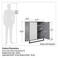Cabinet décoratif à deux portes Monterey d’Ameriwood Home, motifs effet vagues, graphite