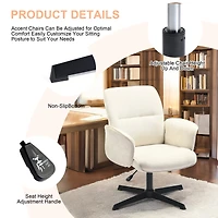 Lot de 2 fauteuils pivotants et ergonomiques Homy Casa, hauteur réglable, en chenille beige, pour salon