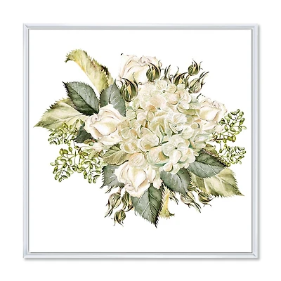 Designart Beautiful Bouquet With Hudrangea and Roses FLOAT FRAME WALL ART