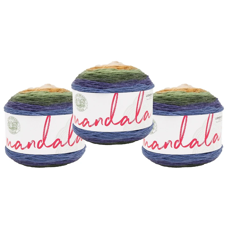 Lion Brand Yarn Mandala Multicolor Light DK Acrylic 3 Pack Yarn