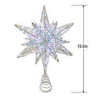 Holiday Time Prismatic Star Battery Operated LED Christmas Tree Topper, 15.5"