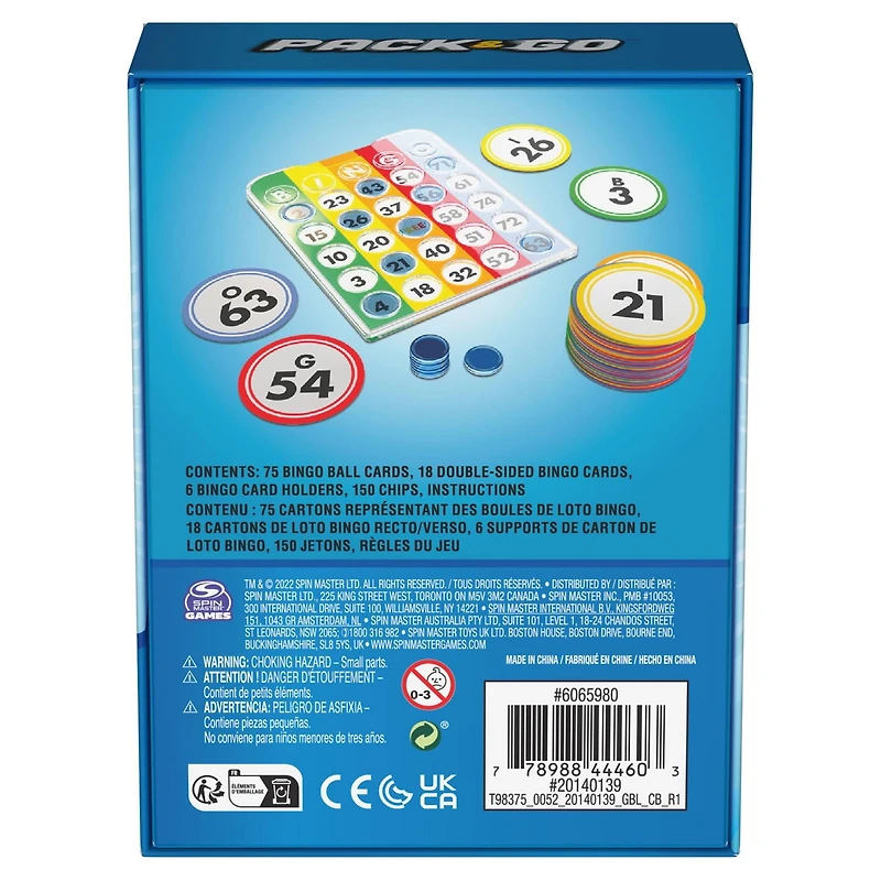 Pack & Go Bingo Game from Spin Master Games Outdoor Games Kids Games Yard Games Portable Rainbow Bingo Chips Games for Adults and Kids Ages 8 and up