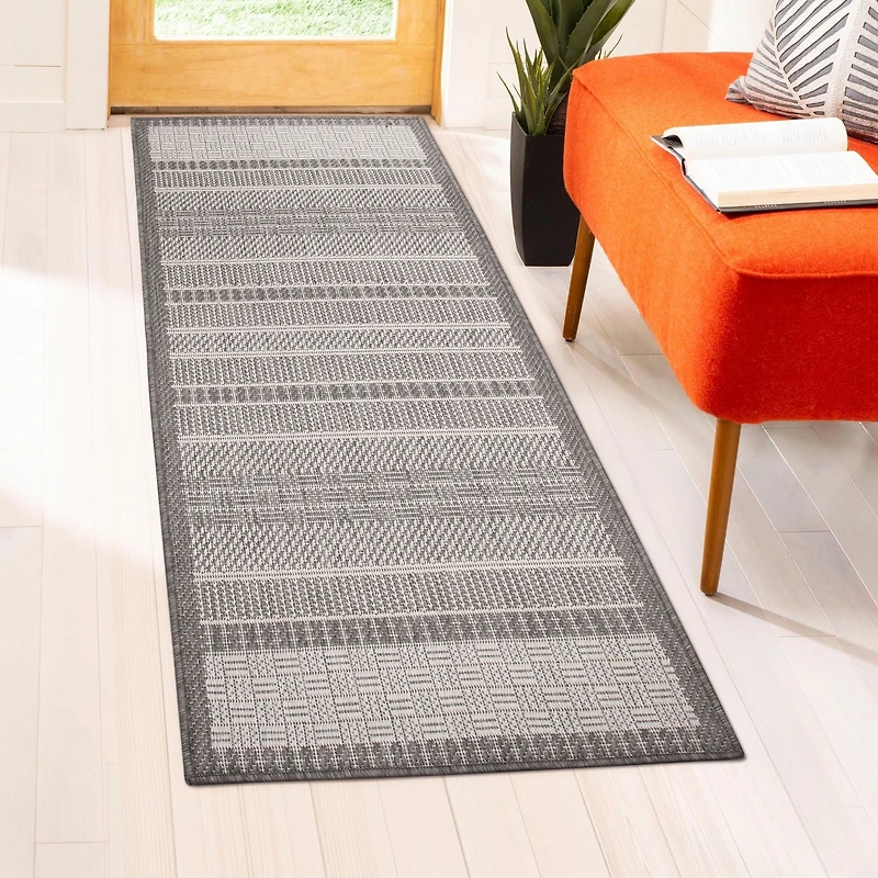 Tapis tissé plat de 2 pi x 5 pi, Fresco Tonal Weave gris