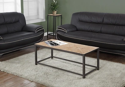 Monarch Specialties Coffee Table, Accent, Cocktail, Rectangular, Living Room, 42" L, Brown Tile, Brown Metal, Transitional