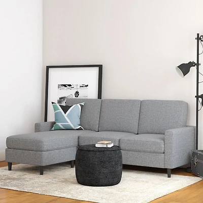 Dorel Living Kaci Reversible Contemporary Upholstered Sectional, Gray