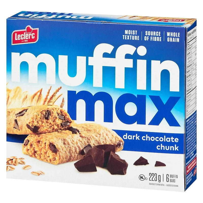 Muffin Max Dark Chocolate Chunk Muffin Bars, 223 g / 6 muffin bars