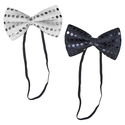 Nœuds papillons du Nouvel An noirs et argentés, 2 pièces, décorations festives, une façon originale de célébrer avec style, adulte