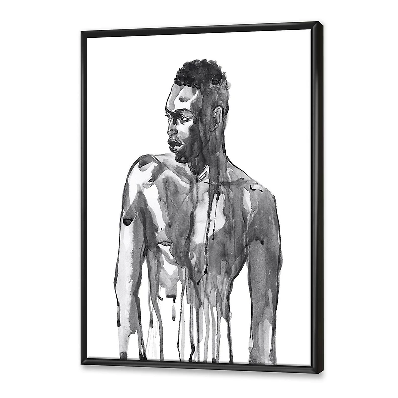 Designart Handsome African Man Portrait On White I FLOAT FRAME WALL ART