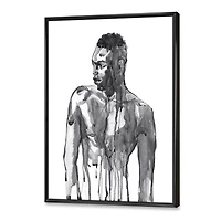 Designart Handsome African Man Portrait On White I FLOAT FRAME WALL ART