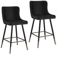 Tabouret de Comptoir, 26 Po, Jeu de 2 Contemporaine en Similicuir et Métal - Noir