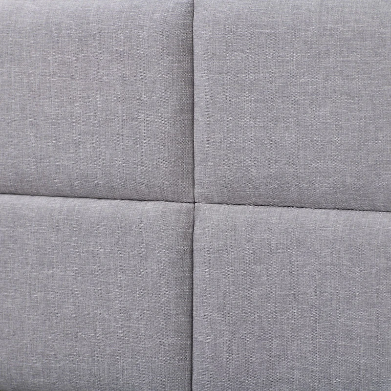Lit plateforme capitonné en tissu CorLiving Bellevue pour adulte, grand lit, avec tête de lit capitonnée et lattes, gris clair