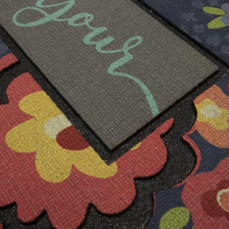Mainstays Floral Bonjour Polyester Door Mat 18x30