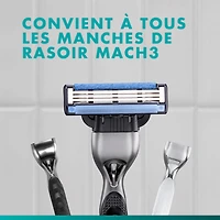 Cartouches de rechange Gillette Mach3, 12cartouches de rasoir, cartouches de rechange pour hommes avec bande lubrifiante, 3lames de rasoir pour un rasage de près 12CT