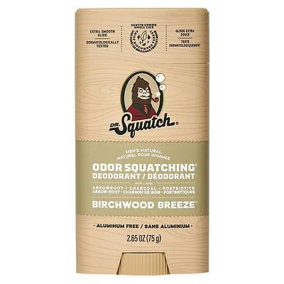 Dr. Squatch Natural Men's Deodorant - Odor-Squatching Aluminum Free - Birchwood Breeze (2.65 oz)
