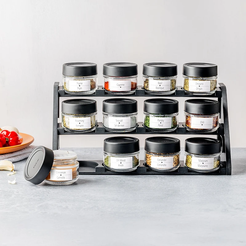 Trudeau STAK Modular Spice Rack - 12 glass bottles, filled